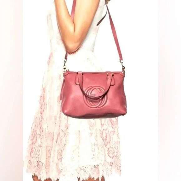 Gucci pink leather soho satchel handbag - Picture 9 of 12